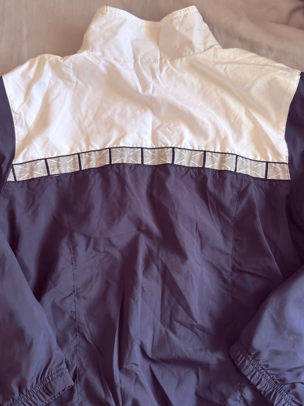 Vintage Reebok White and Navy Logo Panel Jacket